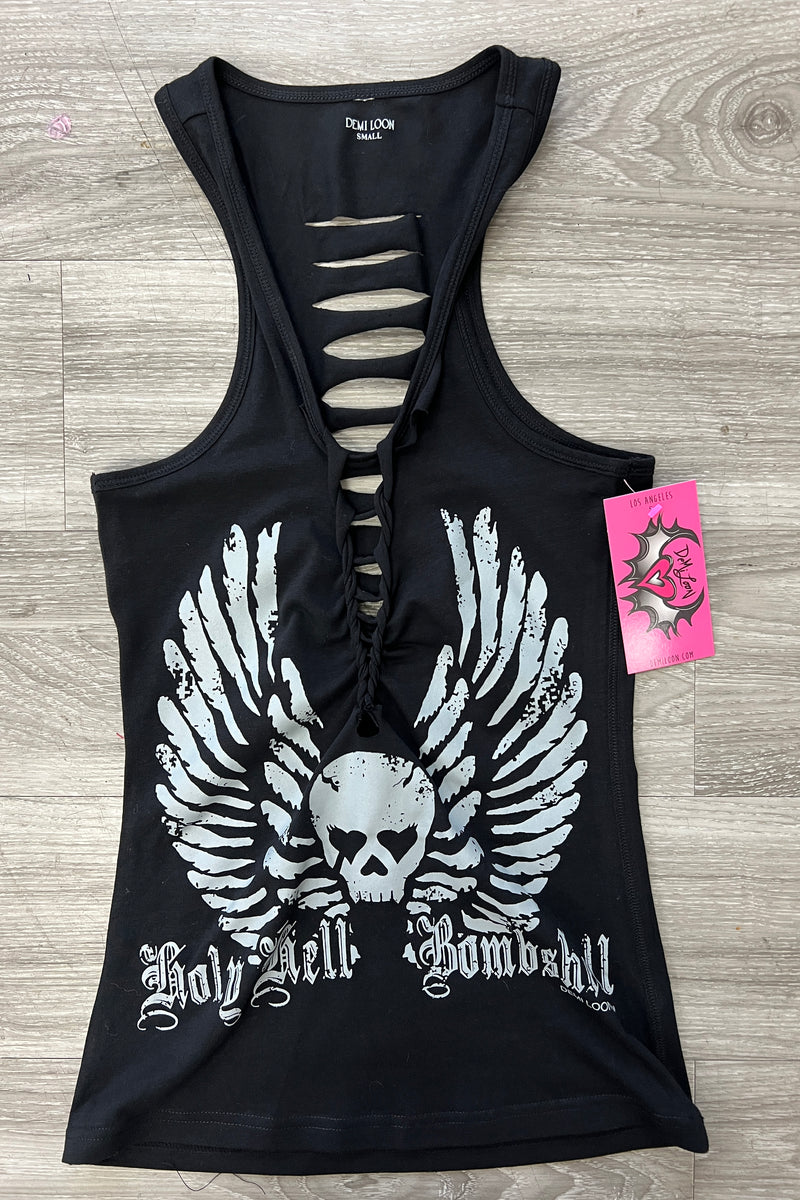 Holy Hell Bombshell Double Print Slashed Tank Top