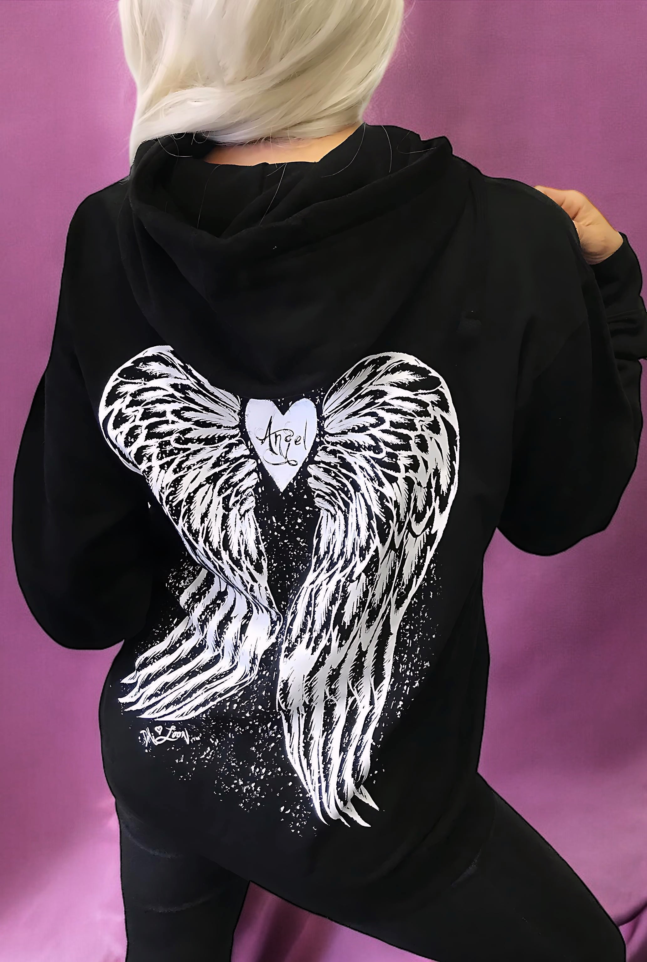 Angelic wings outlet black zip up hoodie