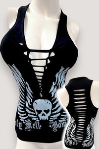 Holy Hell Bombshell Double Print Slashed Tank Top