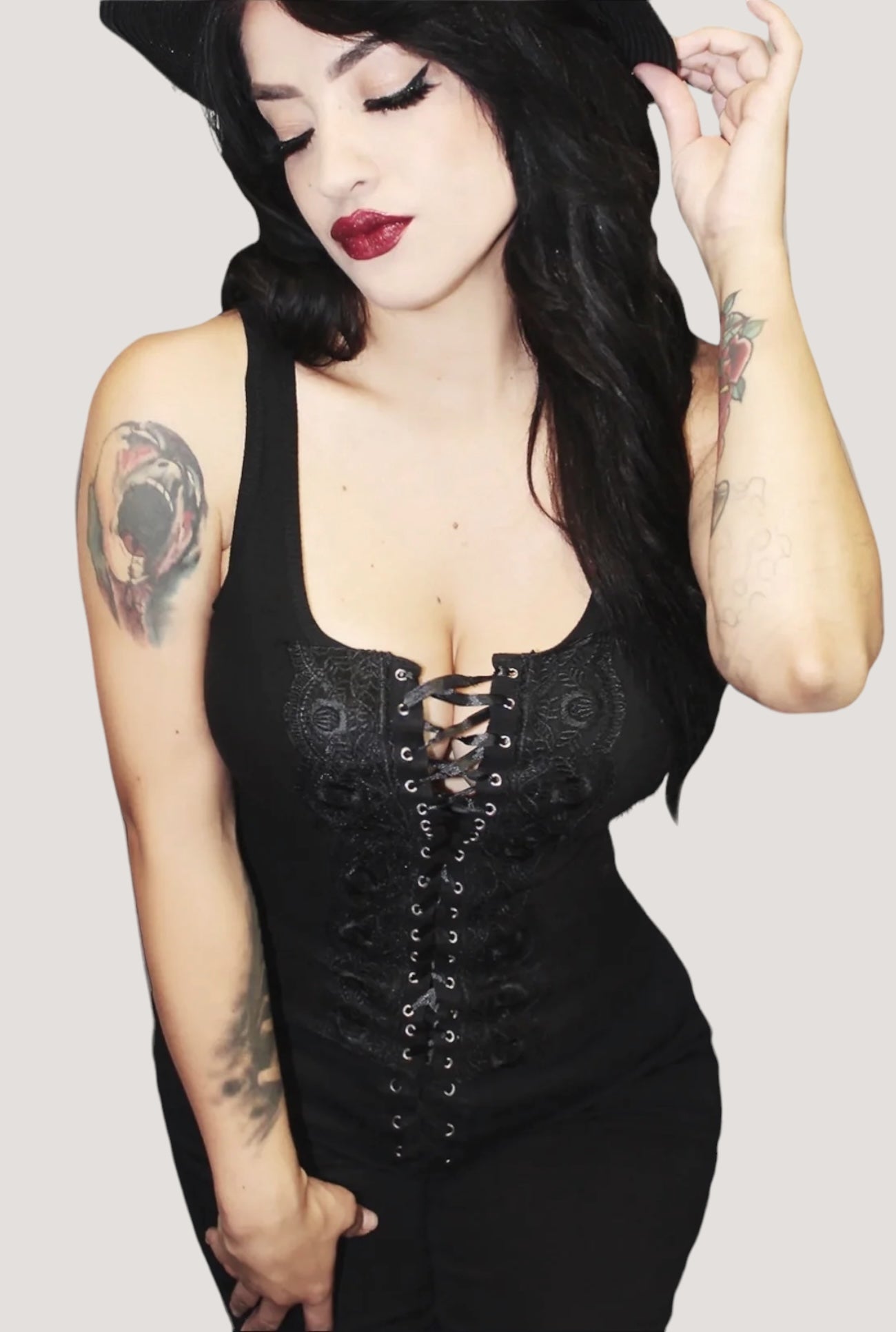Lolita Gothic Lace Up Front Corset Tank