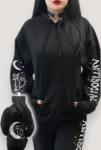 Antisocial Cat Witch Moon "Boyfriend Fit" Pullover Hoodie