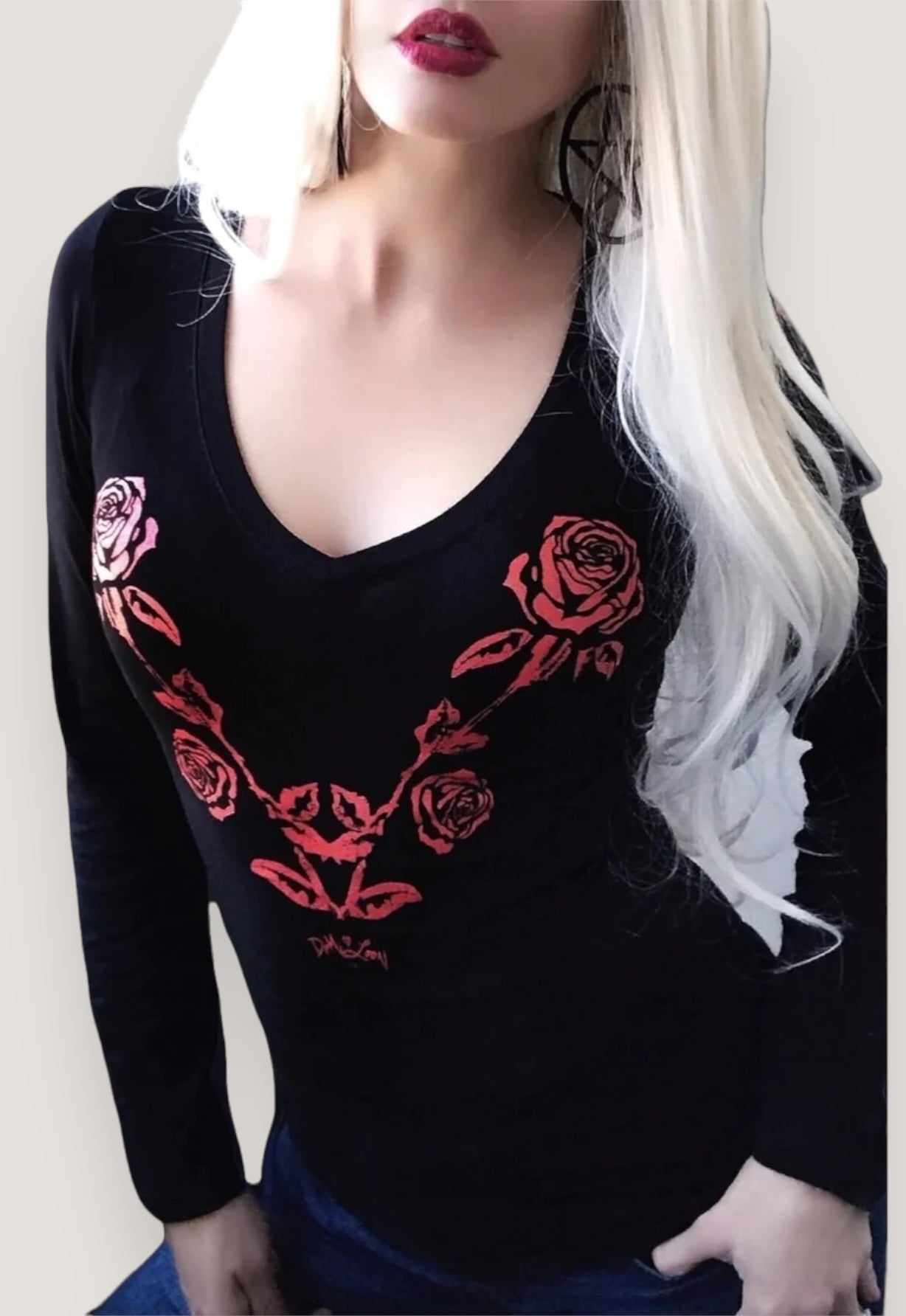 Gothic Rose Long Sleeve Tattoo Tee