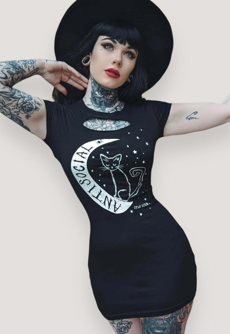 Antisocial Cat Witch Moon SS Mini Dress