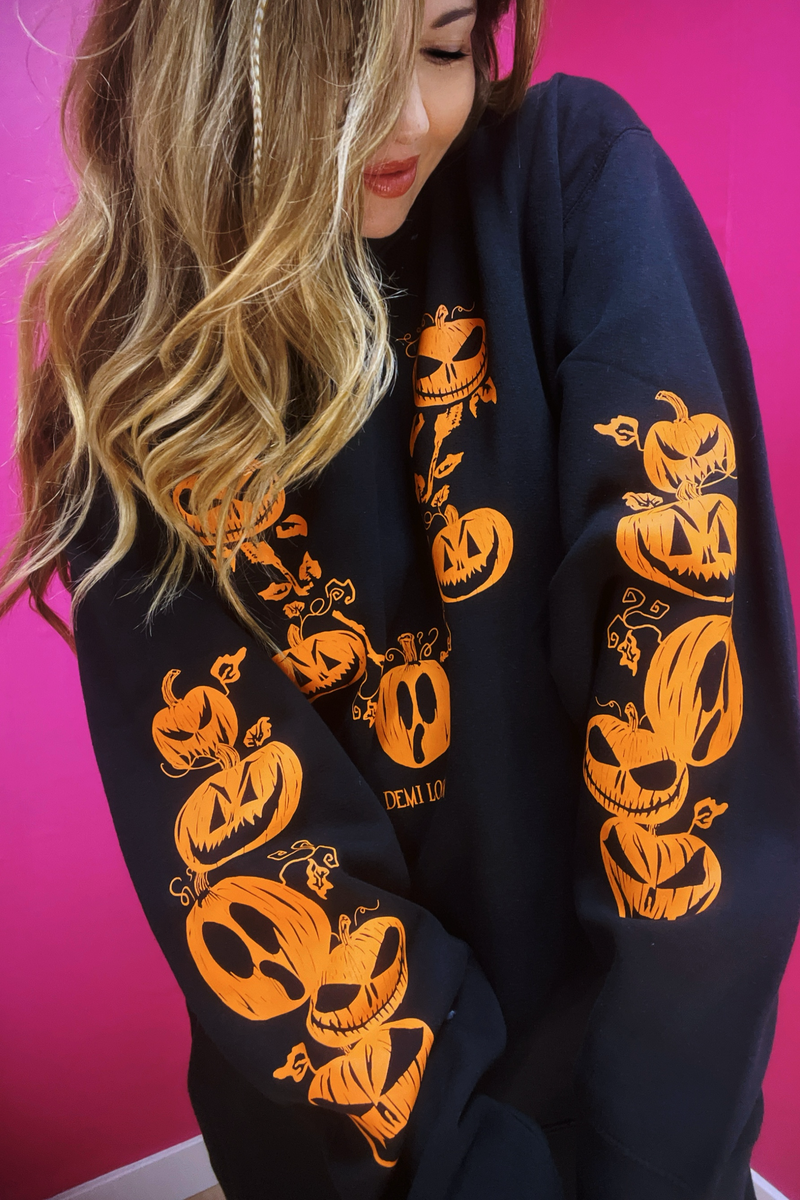 Pumpkin Boo Boyfriend Fit Oversized Halloween Sweatshirt