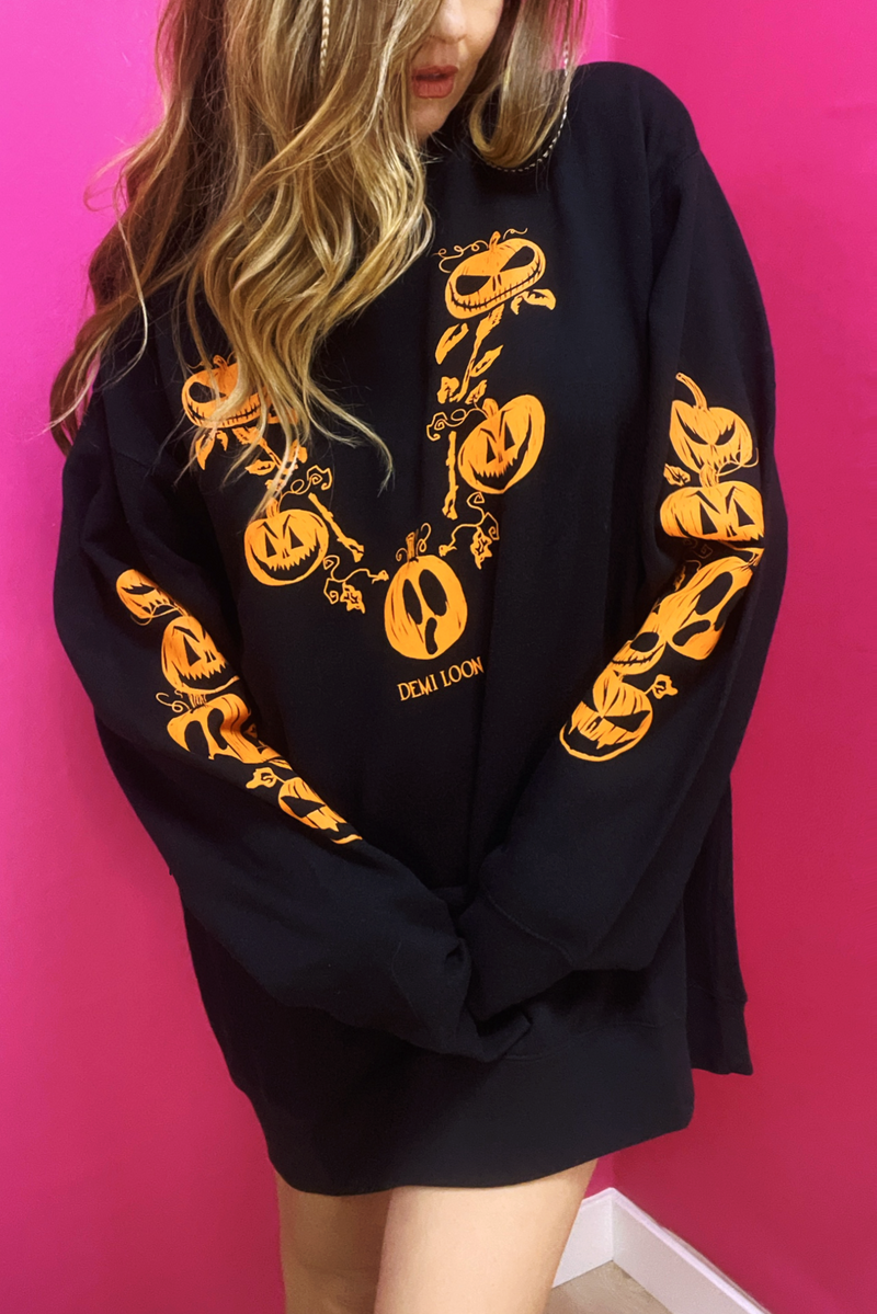 Pumpkin Boo Boyfriend Fit Oversized Halloween Sweatshirt