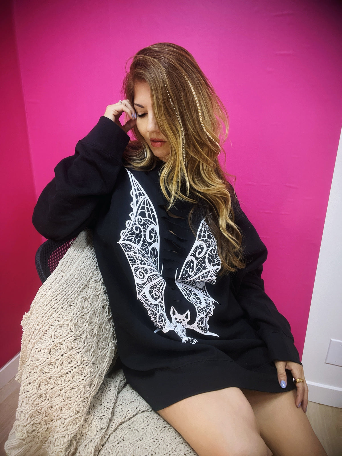 Vampire Wings Boyfriend Fit Oversized Sweatshirt