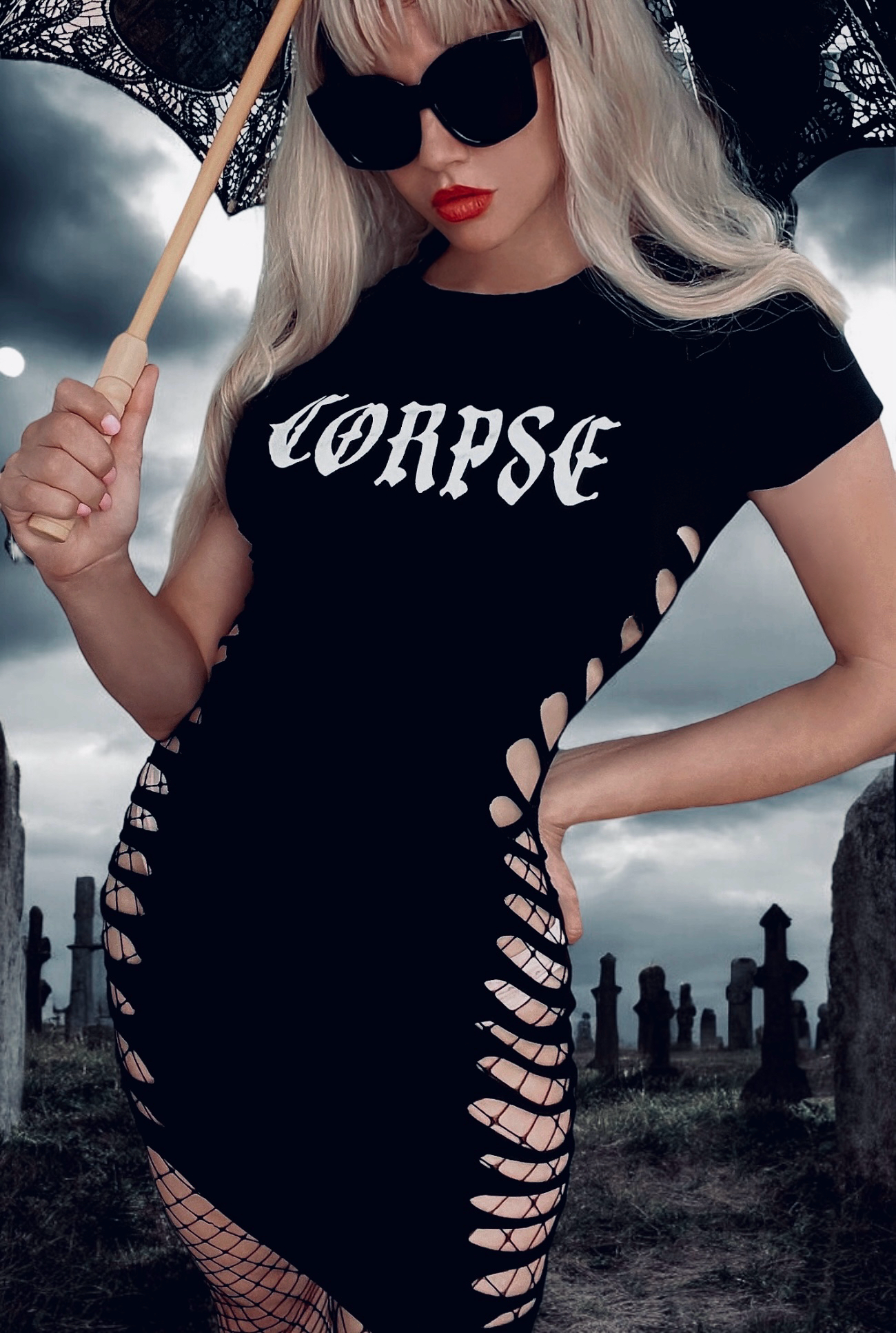 Corpse Side Slashed Tshirt Mini Dress