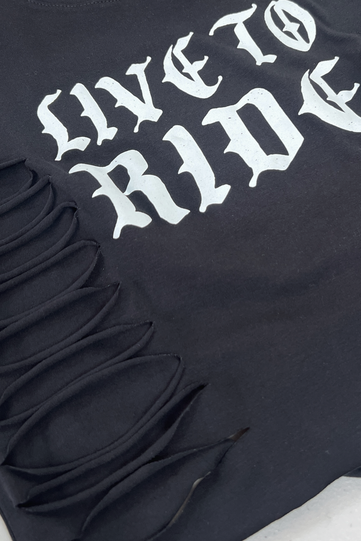 Live to Ride Cutout Long Sleeve Biker Rally Tee