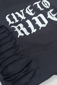 Live to Ride Cutout Long Sleeve Biker Rally Tee