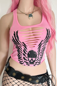 Holy Hell Bombshell Biker Rally Slashed Tank Top