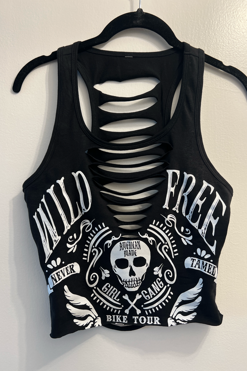 Wild & Free Motorcycle Rally Festival Slashed Tank Top