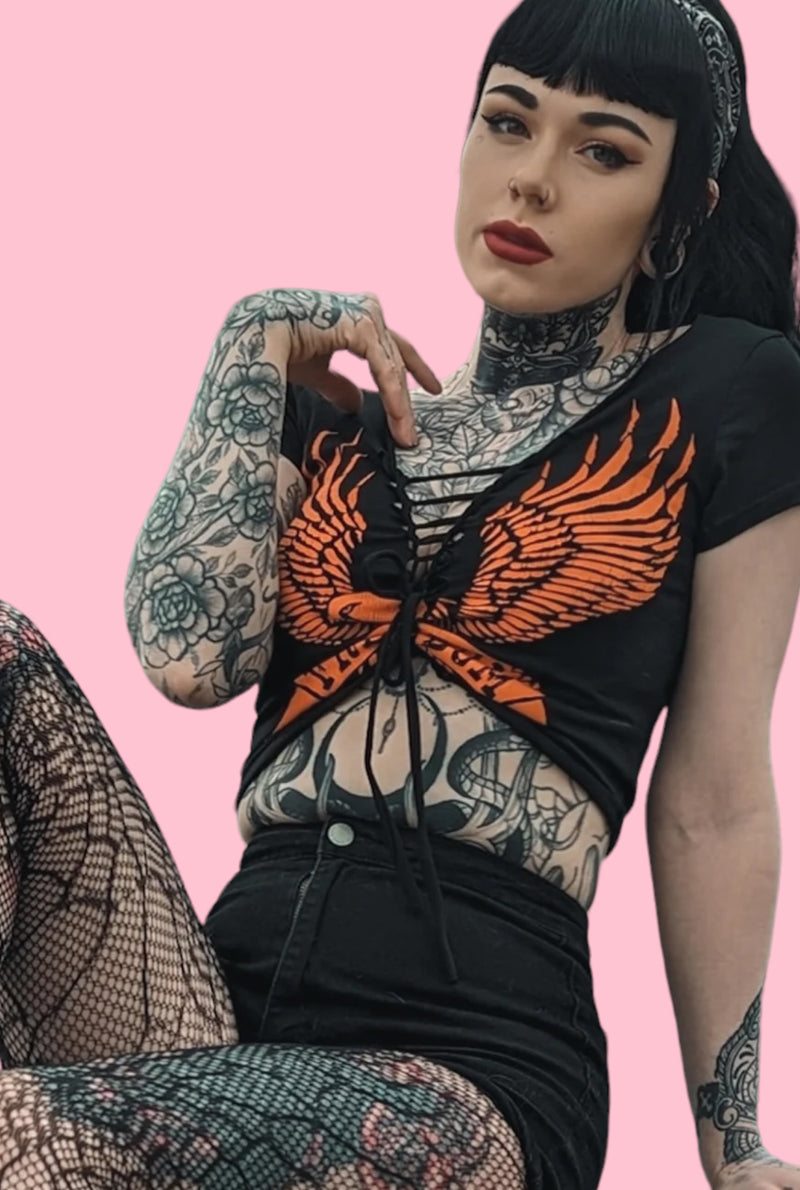 Freedom Eagle Sexy Biker SS Cropped Tee