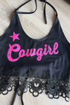 Cowgirl Country Festival Rave Graphic Halter Top