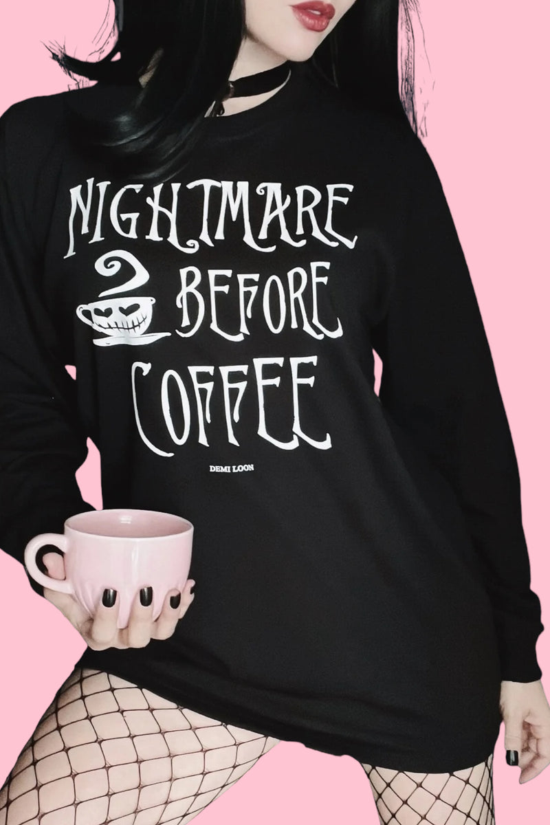Nightmare Before Coffee Boyfriend LS Tee