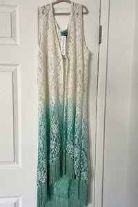 Aquamarine Dream Fringed Lace Coverup