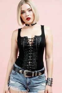 Lolita Gothic Lace Up Front Corset Tank