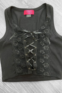 Wicked Kiss Cropped Lace Corset- Black