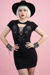 Blackout Rose Cutout Y'Allternative Gothic Cowgirl Mini Dress