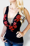 Gothic Rose Slashed Tank Top