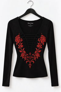 Demi Rose Blood Rose LS Slash Tee