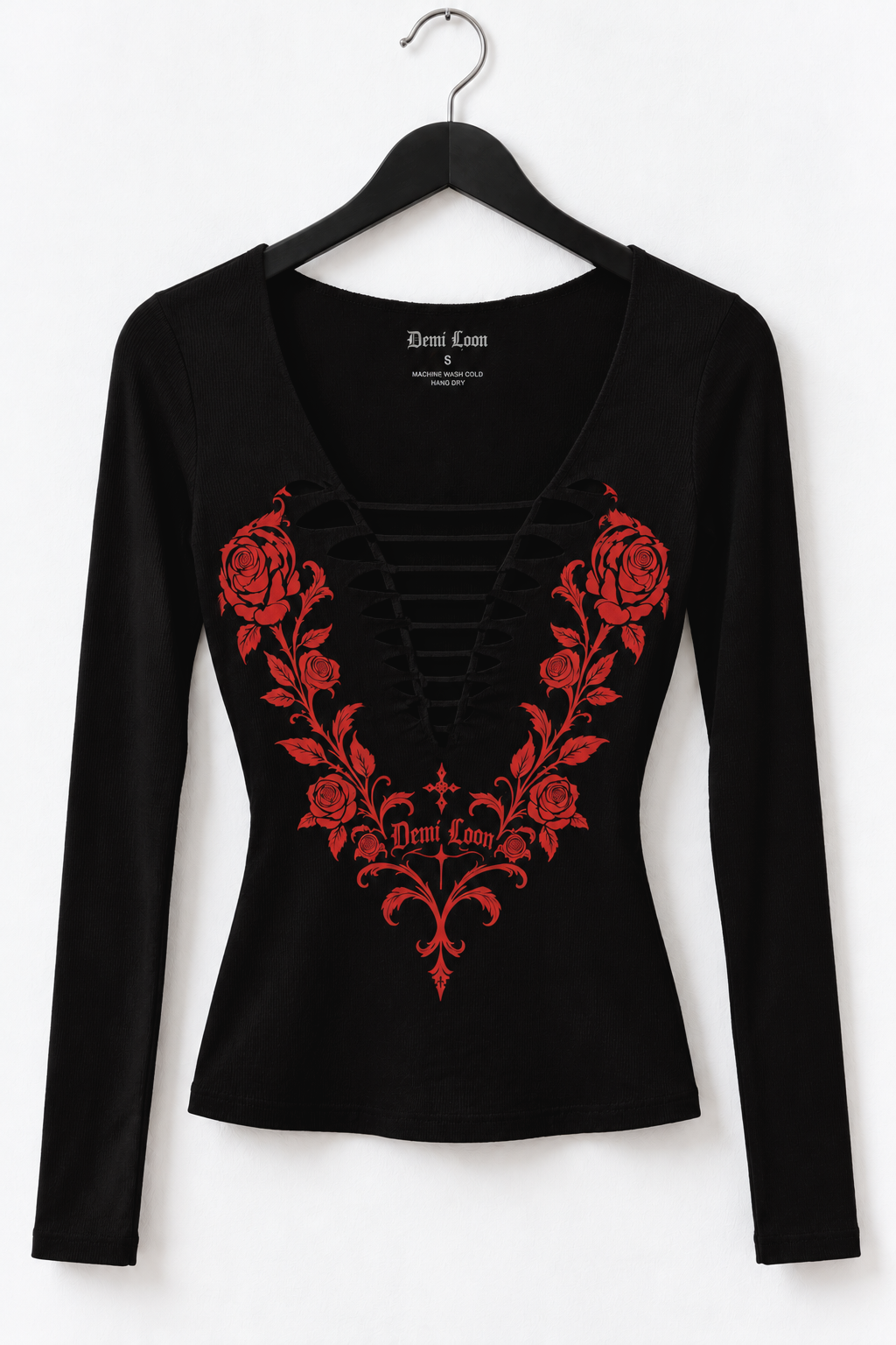 Demi Rose Blood Rose LS Slash Tee
