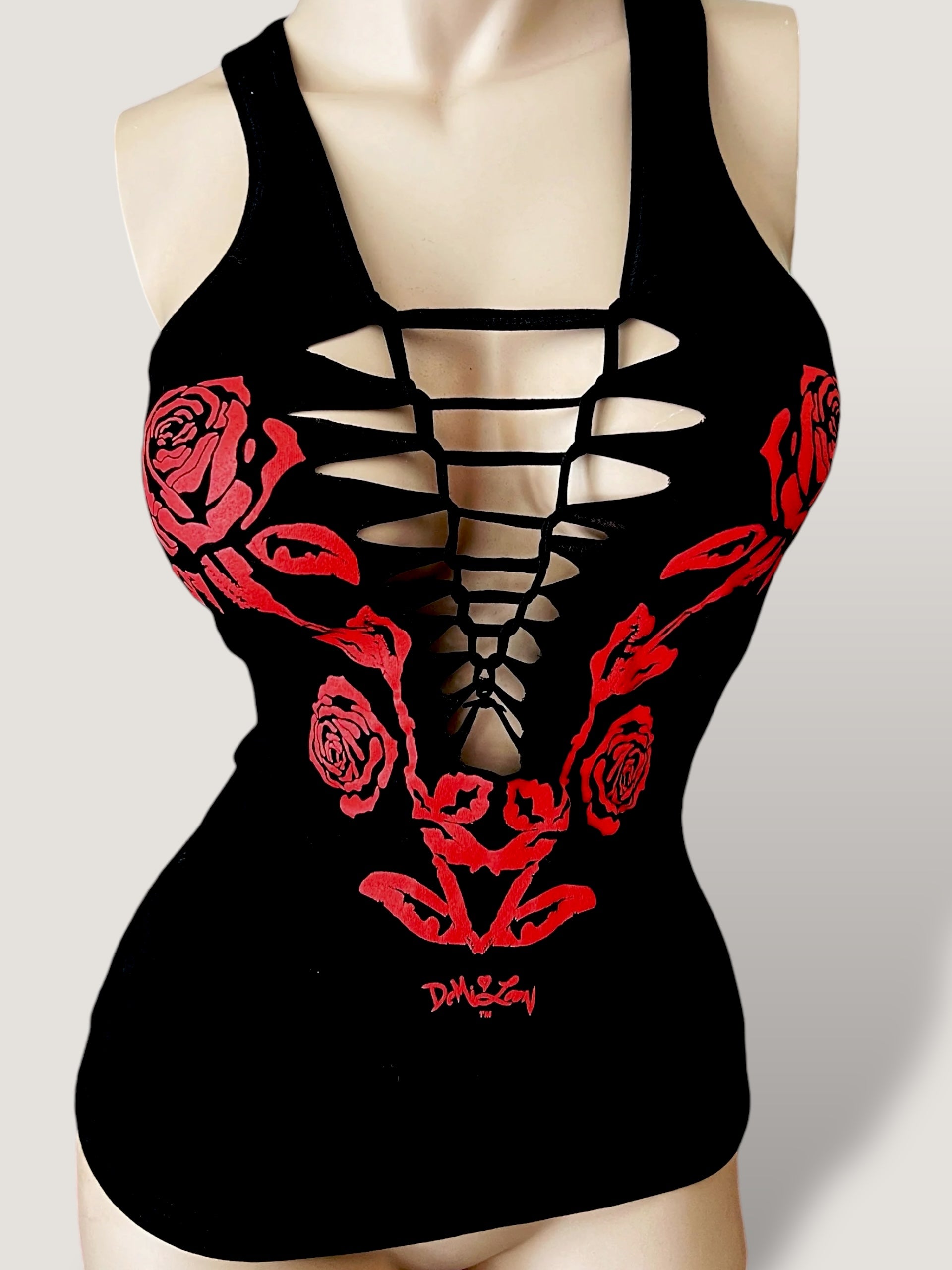 Gothic Rose Slashed Tank Top