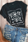 Outlaw Skull Cowboy Graphic Biker Cowgirl Country Tee