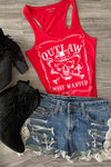 Outlaw Skull Cowboy Graphic Biker Cowgirl Country Tank Top