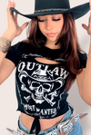 Outlaw Skull Cowboy Slashed Comfort fit Stretch Country Graphic Tee