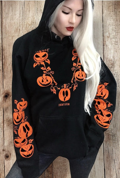 Women's Halloween Off-Shoulder Pullover – Pumpkin Face Slouchy Sweatshirt, Black 2XL