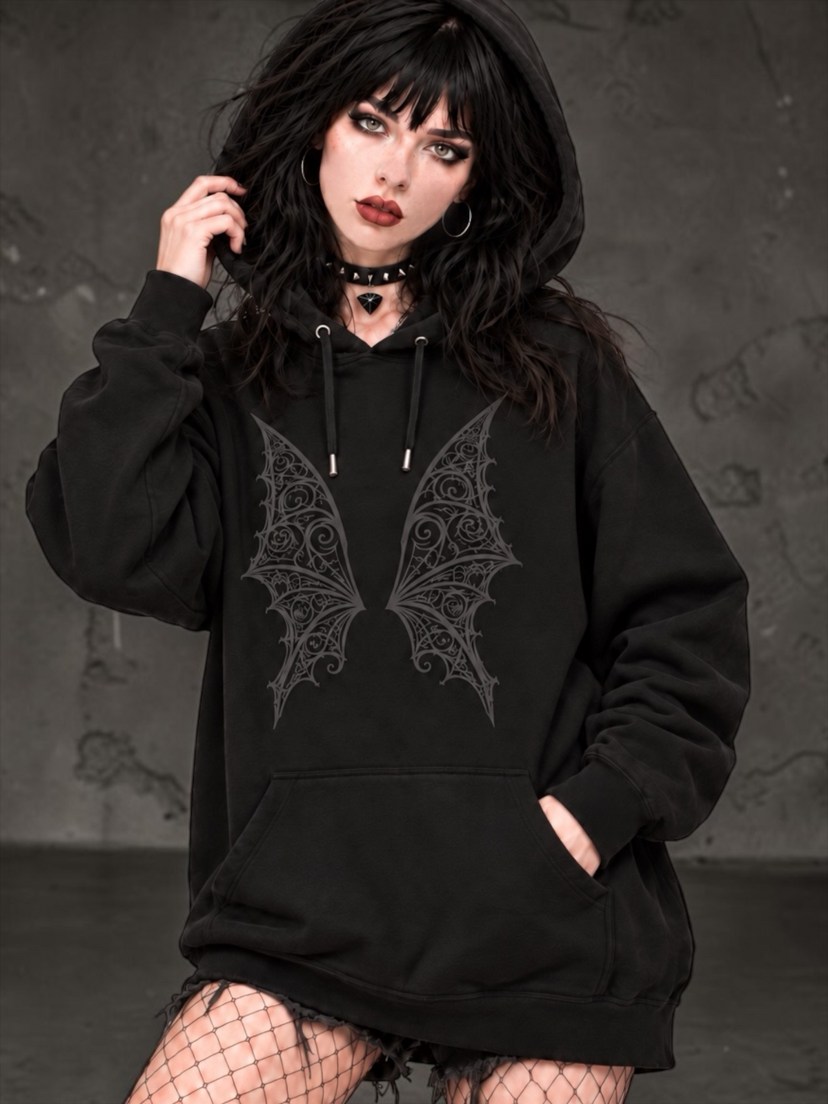 Vamp Vampire Bat Wings "Boyfriend Fit" Hoodie