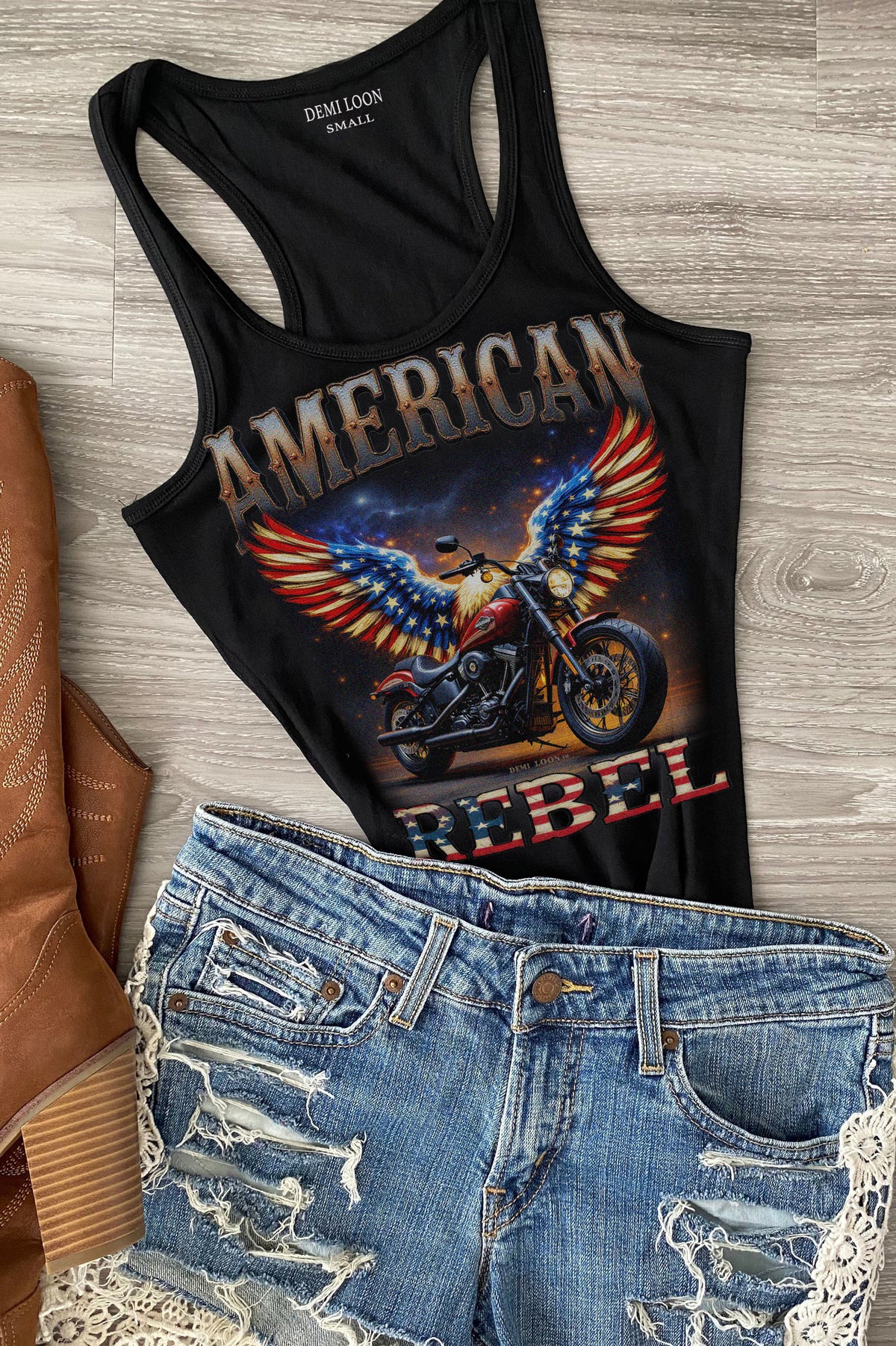 American Rebel Motorcycle Rally Festival Slashed Tank Top (Copy)