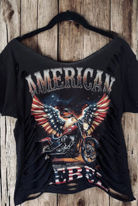American Rebel Eagle Flag Graphic Country Biker Tee