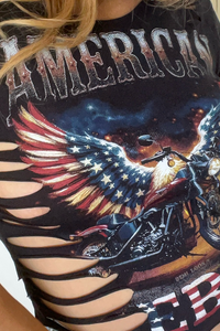 American Rebel Eagle Flag Graphic Country Biker Tee