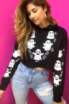 Spooky Boo Thermal Cropped Hoodie