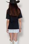 American Rebel Vintage Boho Moto Peek-a-boo Lace T-Shirt Dress