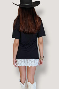 American Rebel Vintage Boho Moto Peek-a-boo Lace T-Shirt Dress