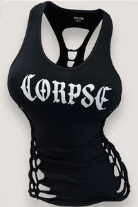 Corpse Ribcage & Spine Concert Slashed Gothic Tank Top