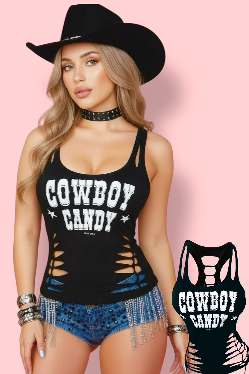 Cowboy Candy Country Yallternative Slashed Tank Top
