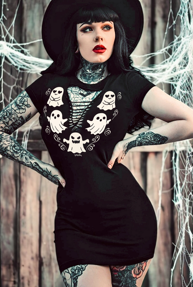 Spooky Boo Gothic Halloween Party Dress