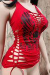 Holy Hell Bombshell Biker Babe Slashed Tank Top