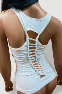 Holy Hell Bombshell Biker Babe Slashed Tank Top
