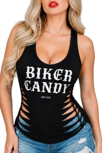 Biker Candy Festival Slashed Tank Top