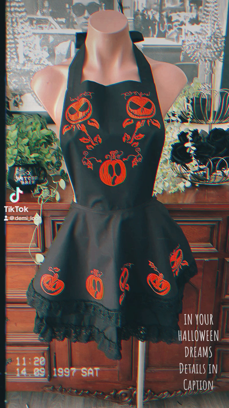 Pumpkin Dreams Halloween Pinup Retro Apron