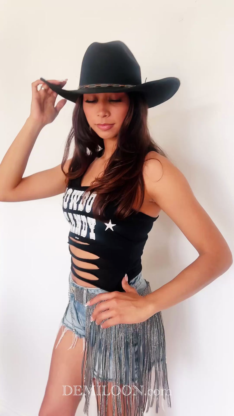 Cowboy Candy Concert Festival Slashed  Cowgirl Country Tank Top