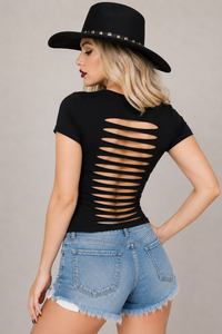 Wild & Free Slashed Cut-off Cropped slashed Tee