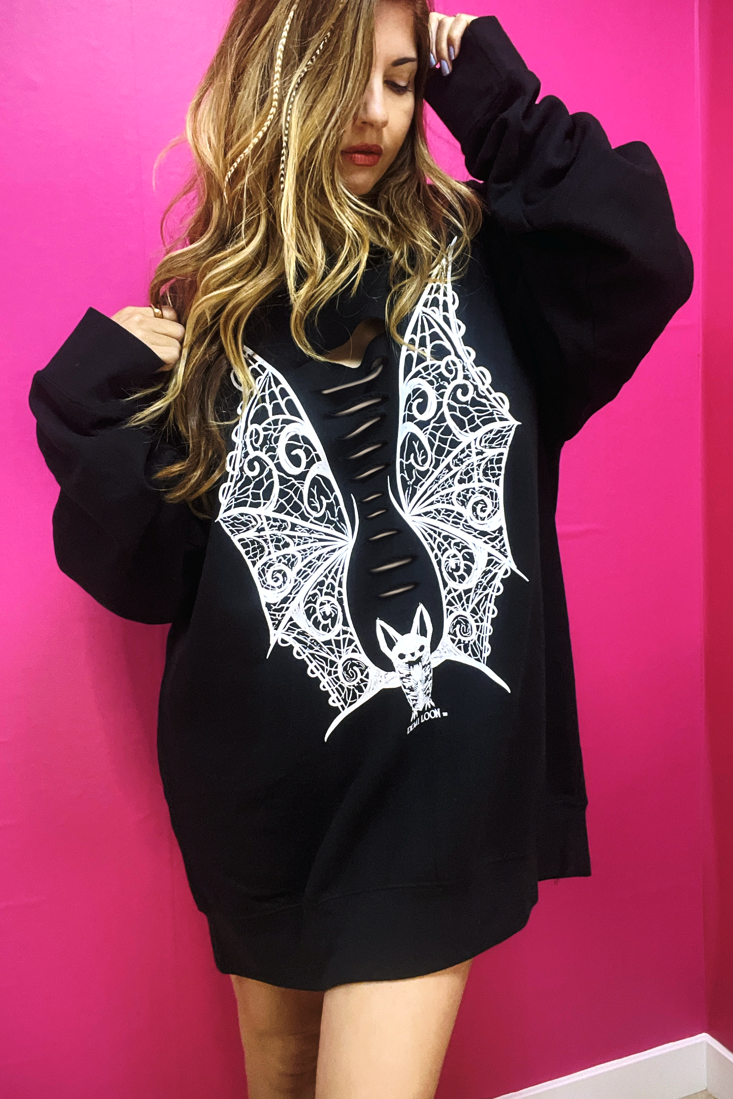 Vampire Wings Boyfriend Fit Oversized Sweatshirt