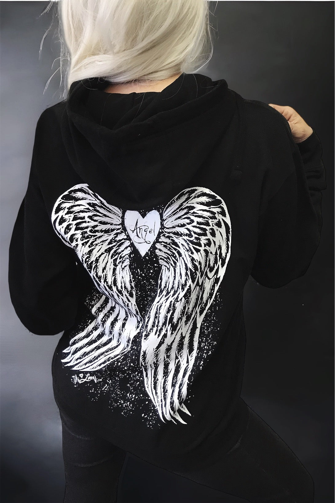 Fallen Angel Wings Tattoo Hoodie- Black