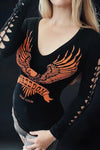 Freedom Eagle Sexy Biker Slashed Sleeve Tee