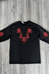 Gothic Rose Sleeve Print Boyfriend LS Tee